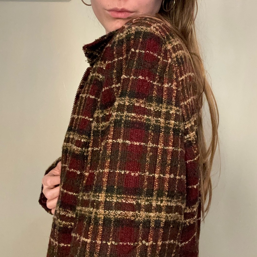 Sag Harbor plaid casual blazer w/zip. - Picture 5 of 7